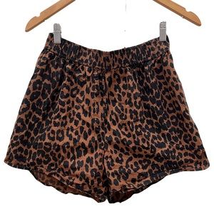 GANNI cotton poplin leopard shorts